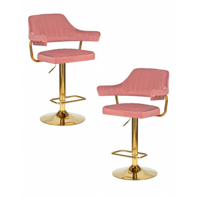 Набор 2 шт Стул барный DOBRIN CHARLY GOLD (розовый велюр (MJ9-32))