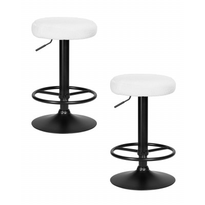 Набор 2 шт Табурет барный DOBRIN TEDDY BLACK (белый букле (13)) - купить в Екатеринбурге, в наличии