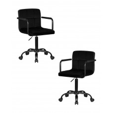 Набор 2 шт Офисное кресло для персонала DOBRIN TERRY BLACK (черный велюр (MJ9-101))