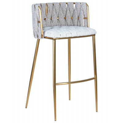 Набор 4 шт Стул барный DOBRIN EMMA GOLD (белый PU (T-01), белая ткань (F-49)) - купить в Екатеринбурге, в наличии