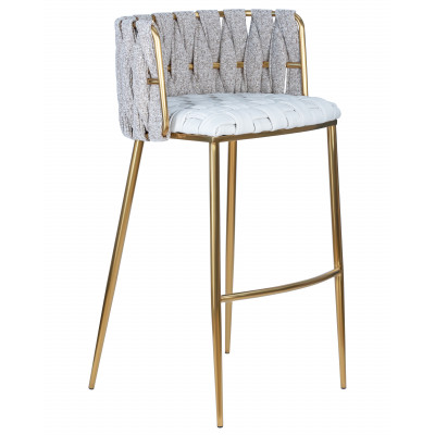 Набор 4 шт Стул барный DOBRIN EMMA GOLD (белый PU (T-01), белая ткань (F-49)) - купить в Екатеринбурге, в наличии