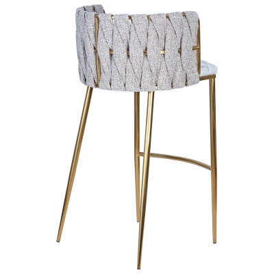 Набор 4 шт Стул барный DOBRIN EMMA GOLD (белый PU (T-01), белая ткань (F-49)) - купить в Екатеринбурге, в наличии