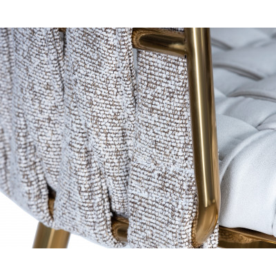 Набор 4 шт Стул барный DOBRIN EMMA GOLD (белый PU (T-01), белая ткань (F-49)) - купить в Екатеринбурге, в наличии