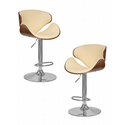 Набор 2 шт Стул барный DOBRIN KARTER (коричневое дерево, кремовый) - купить в Екатеринбурге, в наличии