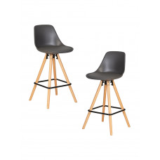 Набор 2 шт Стул полубарный DOBRIN RONNI (ножки светлый бук, тёмно-серый (GR-04))