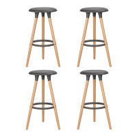 Набор 4 шт Табурет барный DOBRIN ROYCE (ножки светлый бук, цвет темно-серый (GR-04))