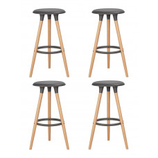 Набор 4 шт Табурет барный DOBRIN ROYCE (ножки светлый бук, цвет темно-серый (GR-04))