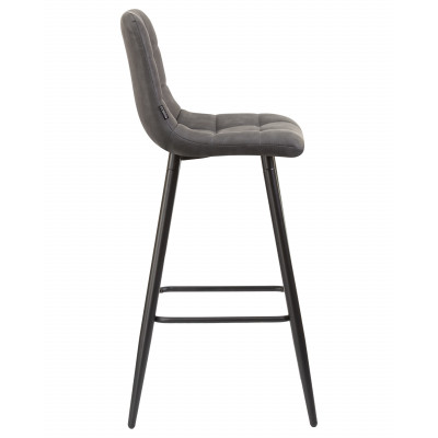 Стул барный DOBRIN NICOLE (черные матовые ножки, серая антрацитовая винтажная экокожа (RU-08)) - купить в Екатеринбурге, в наличии
