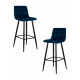 Набор 2 шт Стул барный DOBRIN NICOLE (черные матовые ножки, темно-синий велюр (108-95)) - купить в Екатеринбурге, в наличии
