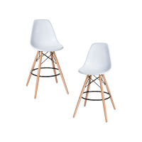Набор 2 шт Стул барный DOBRIN DSW BAR (ножки светлый бук, цвет сиденья белый (W-02))