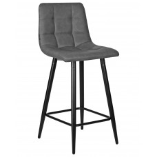 Стул полубарный DOBRIN OLIVIA (черные матовые ножки, серая антрацитовая винтажная экокожа (RU-08))