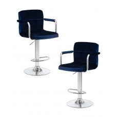 Набор 2 шт Стул барный DOBRIN KRUGER ARM (синий велюр (MJ9-117))