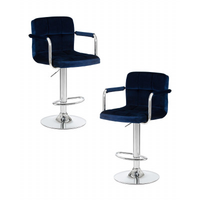 Набор 2 шт Стул барный DOBRIN KRUGER ARM (синий велюр (MJ9-117))