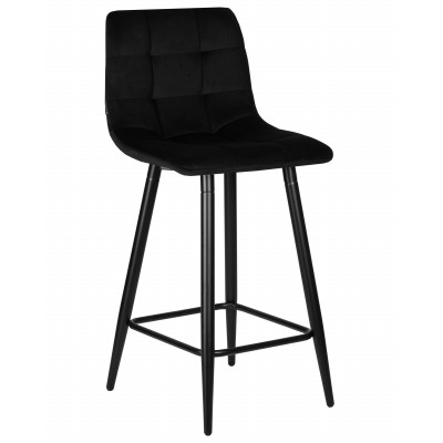 Набор 2 шт Стул полубарный DOBRIN OLIVIA (черные матовые ножки, черный велюр (108-77))