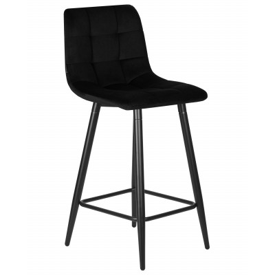 Набор 2 шт Стул полубарный DOBRIN OLIVIA (черные матовые ножки, черный велюр (108-77))