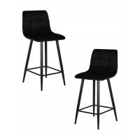 Набор 2 шт Стул полубарный DOBRIN OLIVIA (черные матовые ножки, черный велюр (108-77))