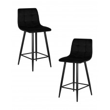 Набор 2 шт Стул полубарный DOBRIN OLIVIA (черные матовые ножки, черный велюр (108-77))