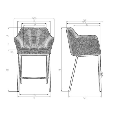 Стул полубарный DOBRIN LUCAS COUNTER (серая ткань (F-22)) - купить в Екатеринбурге, в наличии
