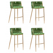 Набор 4 шт Стул барный DOBRIN EMMA GOLD (зеленый велюр (VF-08))