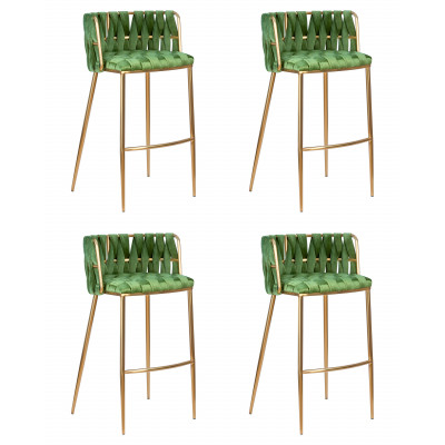 Набор 4 шт Стул барный DOBRIN EMMA GOLD (зеленый велюр (VF-08))