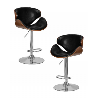 Набор 2 шт Стул барный DOBRIN KARTER (коричневое дерево, чёрный) - купить в Екатеринбурге, в наличии