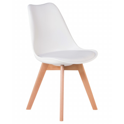 Набор 4 шт Стул обеденный DOBRIN JERRY SOFT (ножки светлый бук, цвет сиденья белый (W-02))