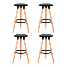 Набор 4 шт Табурет барный DOBRIN ROYCE (ножки светлый бук, цвет чёрный (B-03))