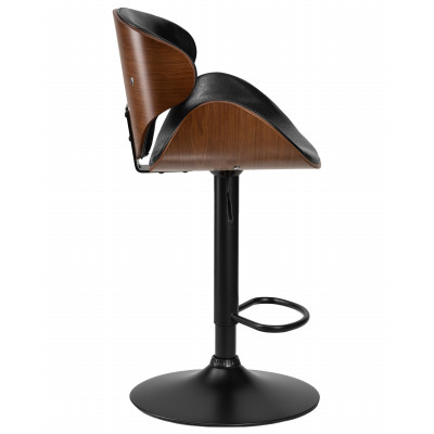 Набор 2 шт Стул барный DOBRIN KARTER BLACK (коричневый орех дерево (BWW), черный PU)