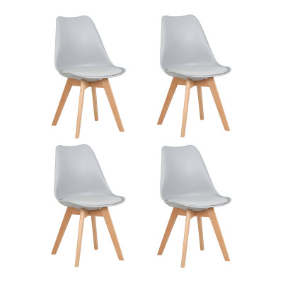 Набор 4 шт Стул обеденный DOBRIN JERRY SOFT (ножки светлый бук, цвет сиденья светло-серый (GR-01)) - купить в Екатеринбурге, в наличии