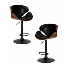 Набор 2 шт Стул барный DOBRIN KARTER BLACK (коричневый орех дерево (BWW), черный PU)