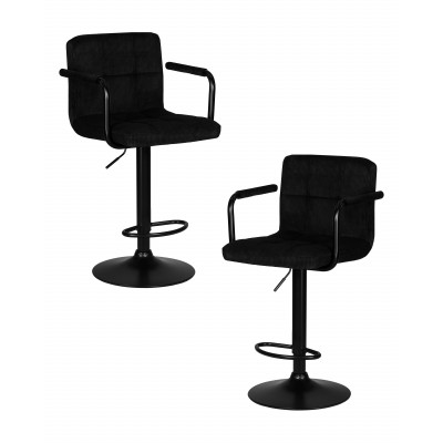 Набор 2 шт Стул барный DOBRIN KRUGER ARM BLACK (черный вельвет (LAR-E2041-52))