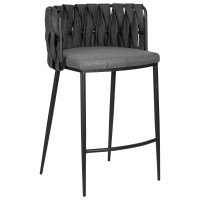 Стул полубарный DOBRIN AMELIA COUNTER (серая ткань (F-48), темно-серый винтажный PU (MF-12))