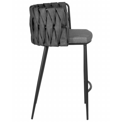 Стул полубарный DOBRIN AMELIA COUNTER (серая ткань (F-48), темно-серый винтажный PU (MF-12))