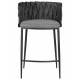 Стул полубарный DOBRIN AMELIA COUNTER (серая ткань (F-48), темно-серый винтажный PU (MF-12))