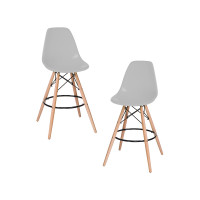 Набор 2 шт Стул барный DOBRIN DSW BAR (ножки светлый бук, цвет сиденья светло-серый (GR-01))