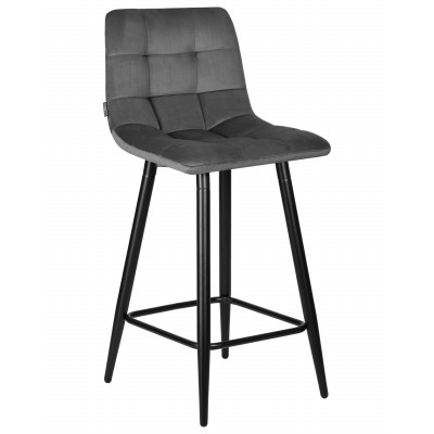 Стул полубарный DOBRIN OLIVIA (черные матовые ножки, темно-серый велюр (108-91)) - купить в Екатеринбурге, в наличии