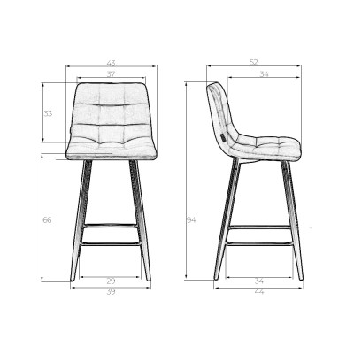 Стул полубарный DOBRIN OLIVIA (черные матовые ножки, темно-серый велюр (108-91)) - купить в Екатеринбурге, в наличии