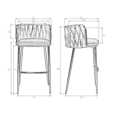 Набор 4 шт Стул барный DOBRIN EMMA GOLD (светло-серый велюр (135-37))