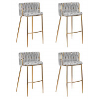 Набор 4 шт Стул барный DOBRIN EMMA GOLD (светло-серый велюр (135-37))