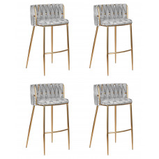 Набор 4 шт Стул барный DOBRIN EMMA GOLD (светло-серый велюр (135-37))