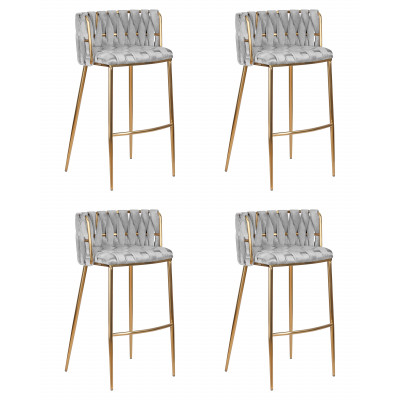 Набор 4 шт Стул барный DOBRIN EMMA GOLD (светло-серый велюр (135-37))