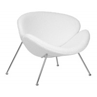 Кресло дизайнерское DOBRIN EMILY (белый (букле) ткань , хромированная сталь)