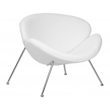 Кресло дизайнерское DOBRIN EMILY (белый (букле) ткань , хромированная сталь)