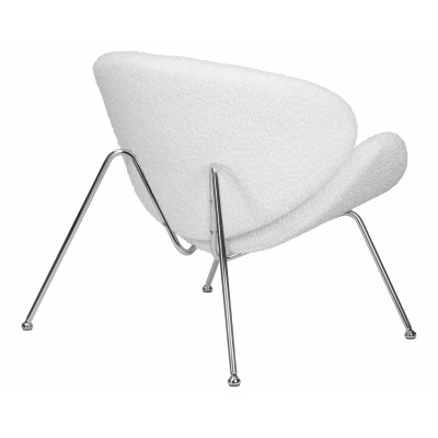 Кресло дизайнерское DOBRIN EMILY (белый (букле) ткань , хромированная сталь) - купить в Екатеринбурге, в наличии