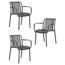 Набор 3 шт Стул обеденный DOBRIN WALTER ARM (темно-серый (GR-04))