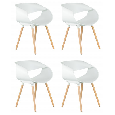 Набор 4 шт Стул обеденный DOBRIN ALIEN (ножки светлый бук, цвет белый (W-02))