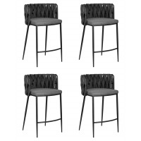 Набор 4 шт Стул полубарный DOBRIN AMELIA COUNTER (серая ткань (F-48), темно-серый винтажный PU (MF-12))