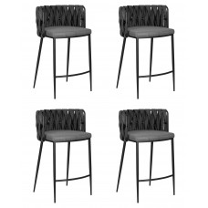 Набор 4 шт Стул полубарный DOBRIN AMELIA COUNTER (серая ткань (F-48), темно-серый винтажный PU (MF-12))