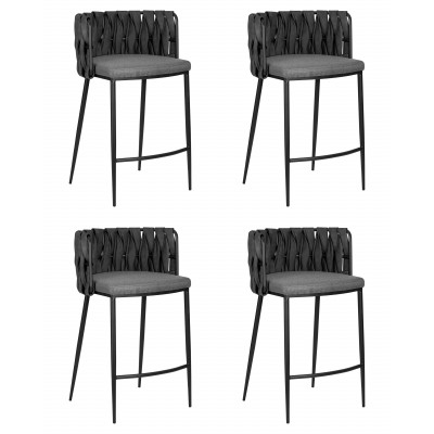 Набор 4 шт Стул полубарный DOBRIN AMELIA COUNTER (серая ткань (F-48), темно-серый винтажный PU (MF-12)) - купить в Екатеринбурге, в наличии