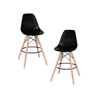 Набор 2 шт Стул барный DOBRIN DSW BAR (ножки светлый бук, цвет сиденья чёрный (B-03))